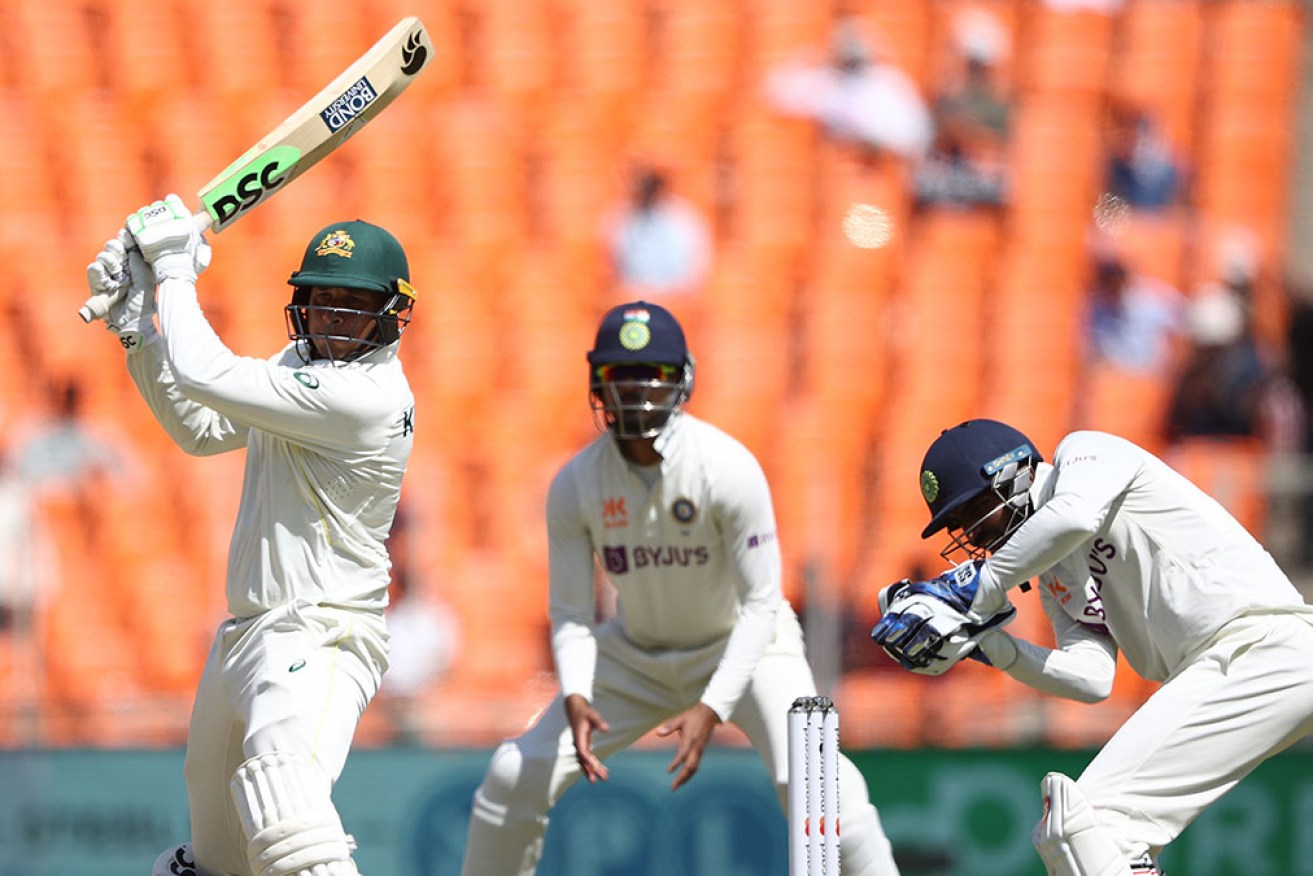 Usman Khawaja batted all day for an unbeaten 104 as the fourth Test against India began.
