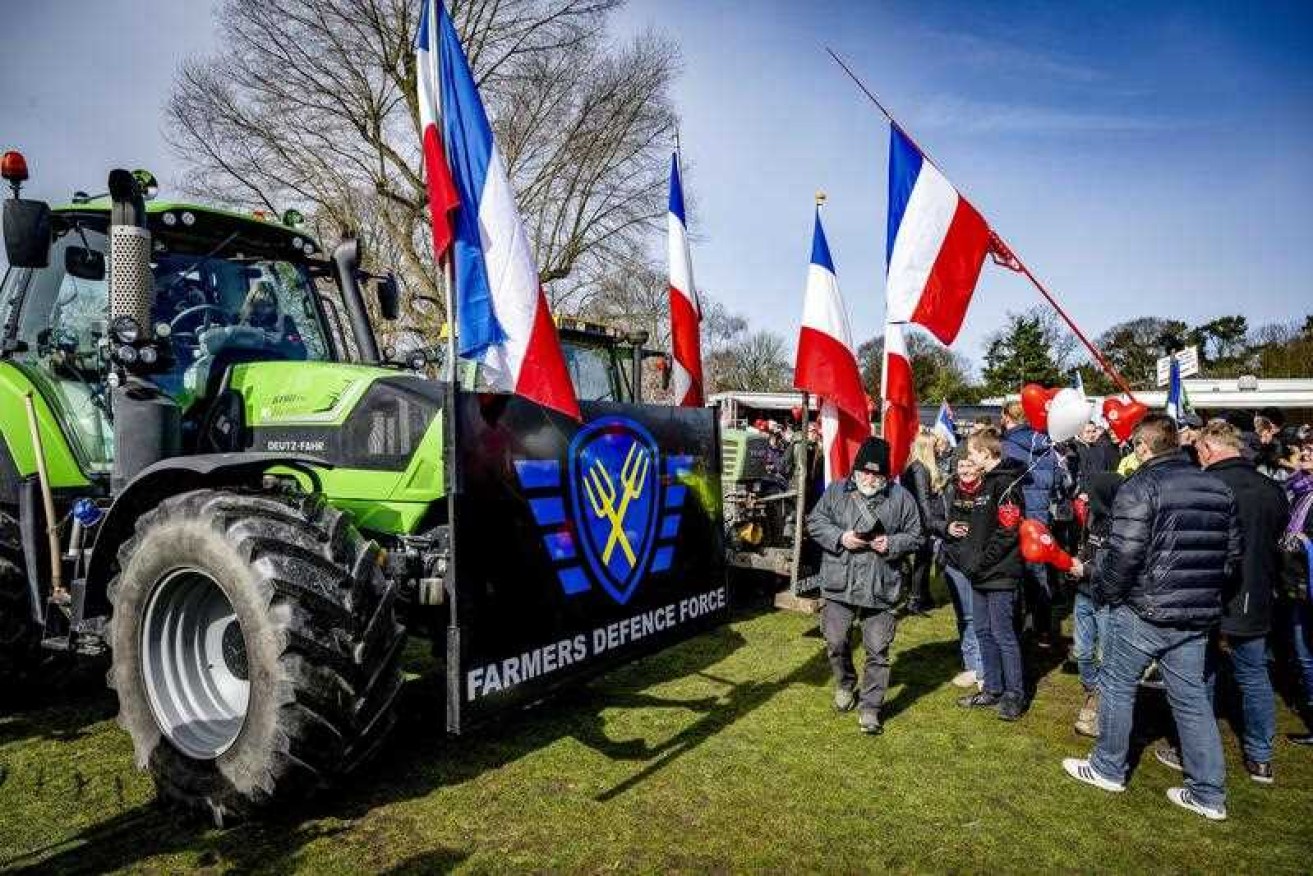 Protesters, many carrying the upside-down Dutch flag synonymous with farmers' demos, have rallied.