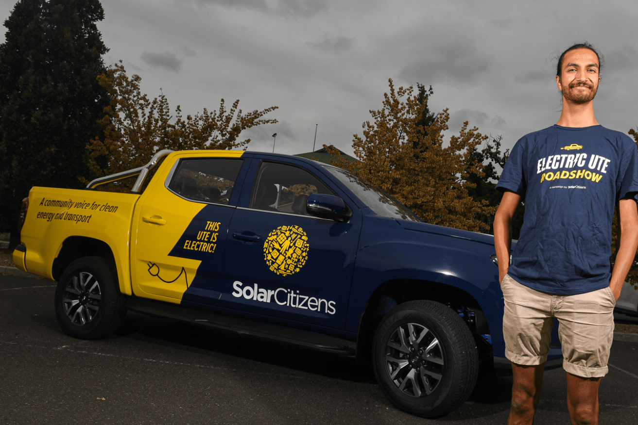 Ajaya Haikerwal and his LDV ute are the stars of the EV roadshow. <i>Photo: AAP</i>