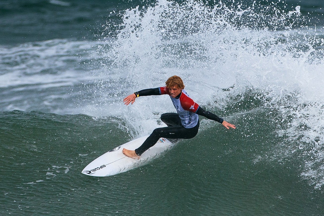 Bells Beach wildcard Xavier Huxtable has produced a major shock at the Rip Curl Pro in Victoria.
<i>Photo: Ed Sloane/World Surf League/AAP</i>