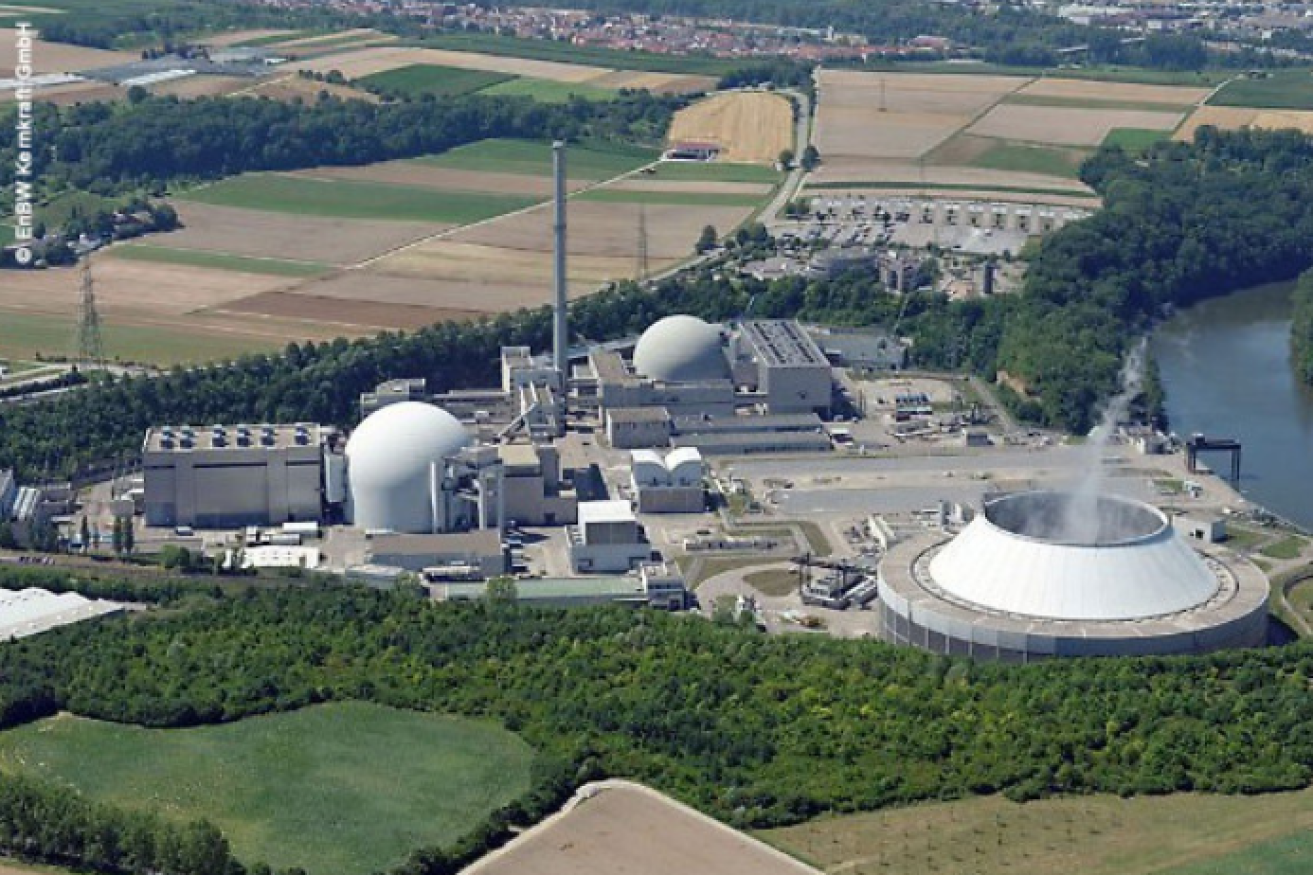 The shuttered Neckarwestheim GKN II nuclear power plant will stand as a testament to nuclear power's dead end in the new green Germany. <i>Photo: FDR</i>