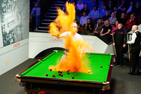 Wild protest halts play at world snooker champs