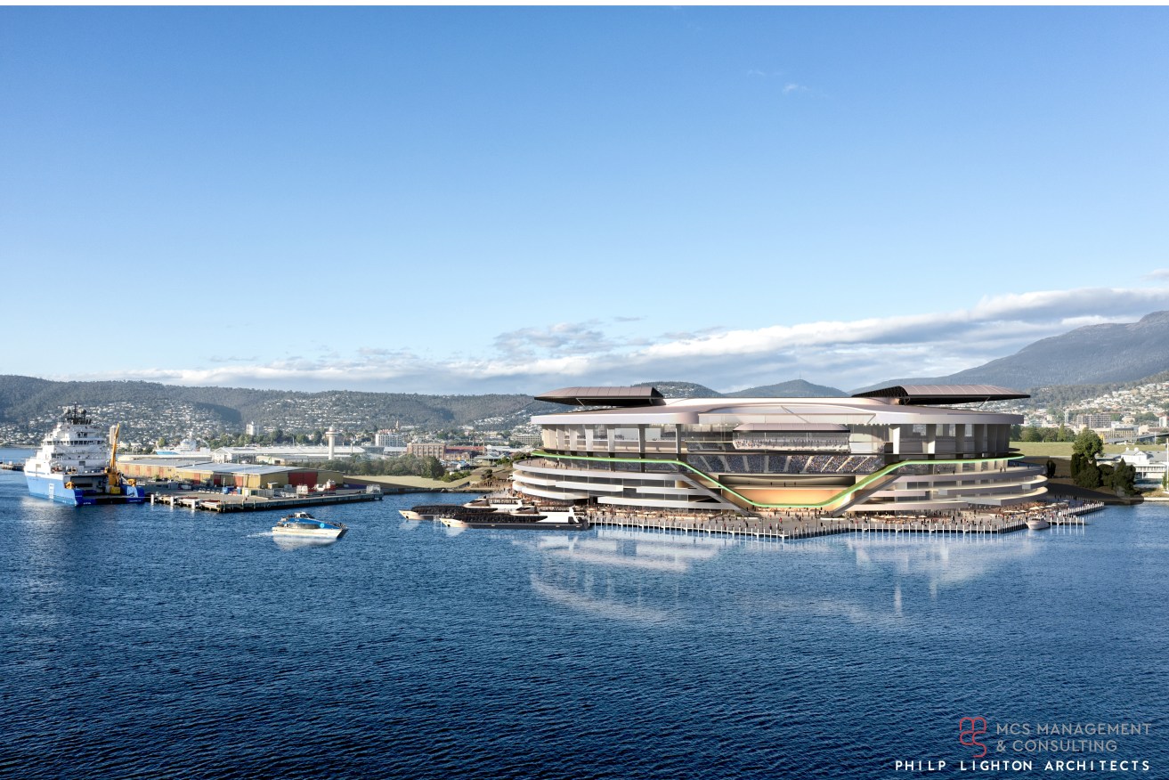 An artist's conception of the controversial Hobart AFL stadium.