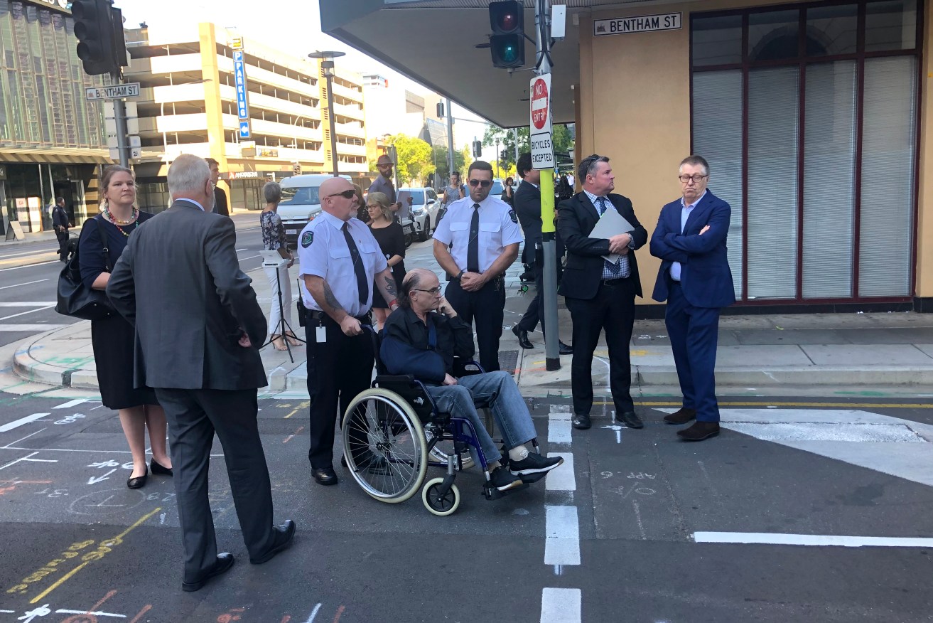 Domenic Perre (in wheelchair) was found guilty of the 1994 murder of Det Sgt Geoffrey Bowen.