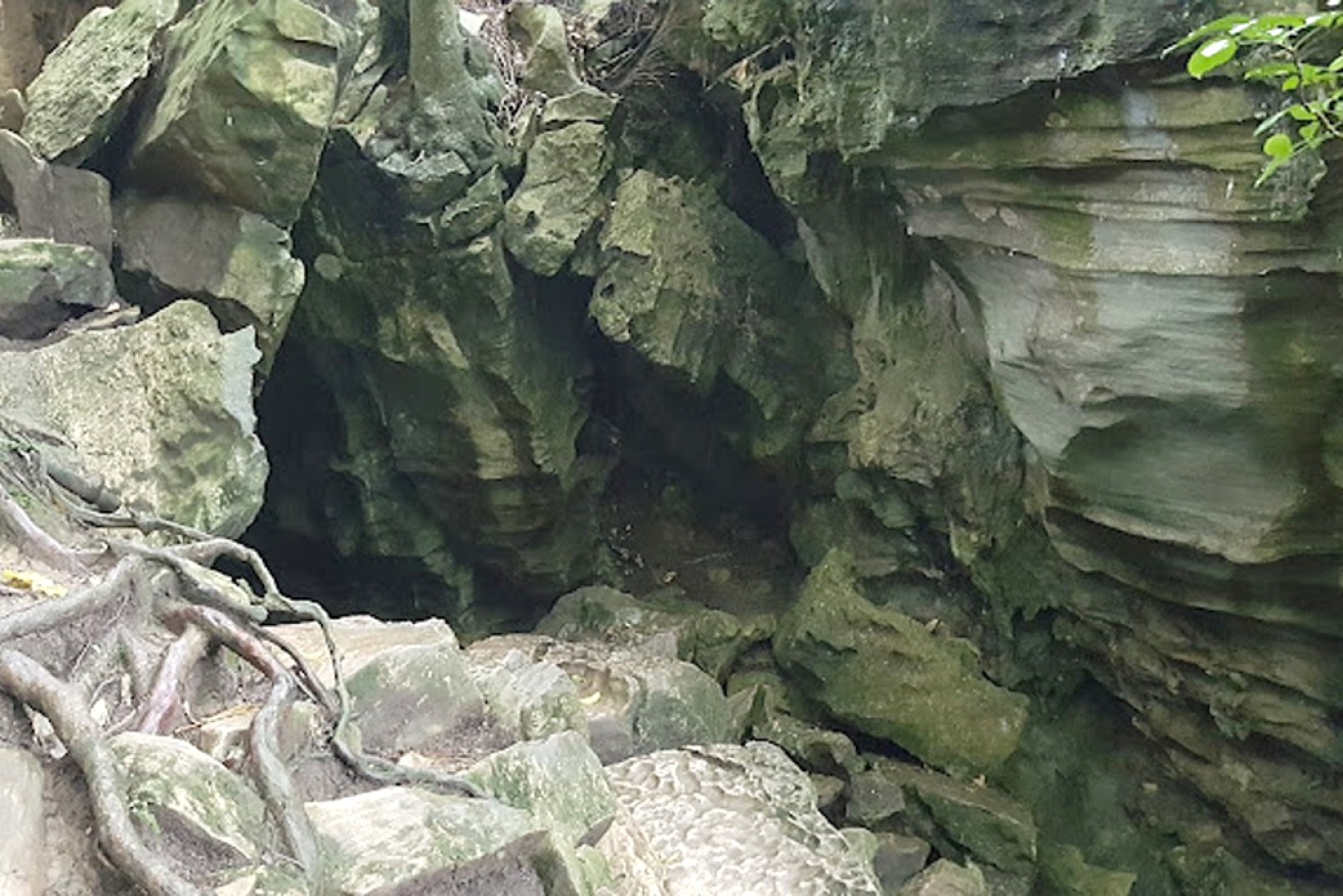 Abbey Caves, where a teenager is feared to have been washed away by floodwaters.