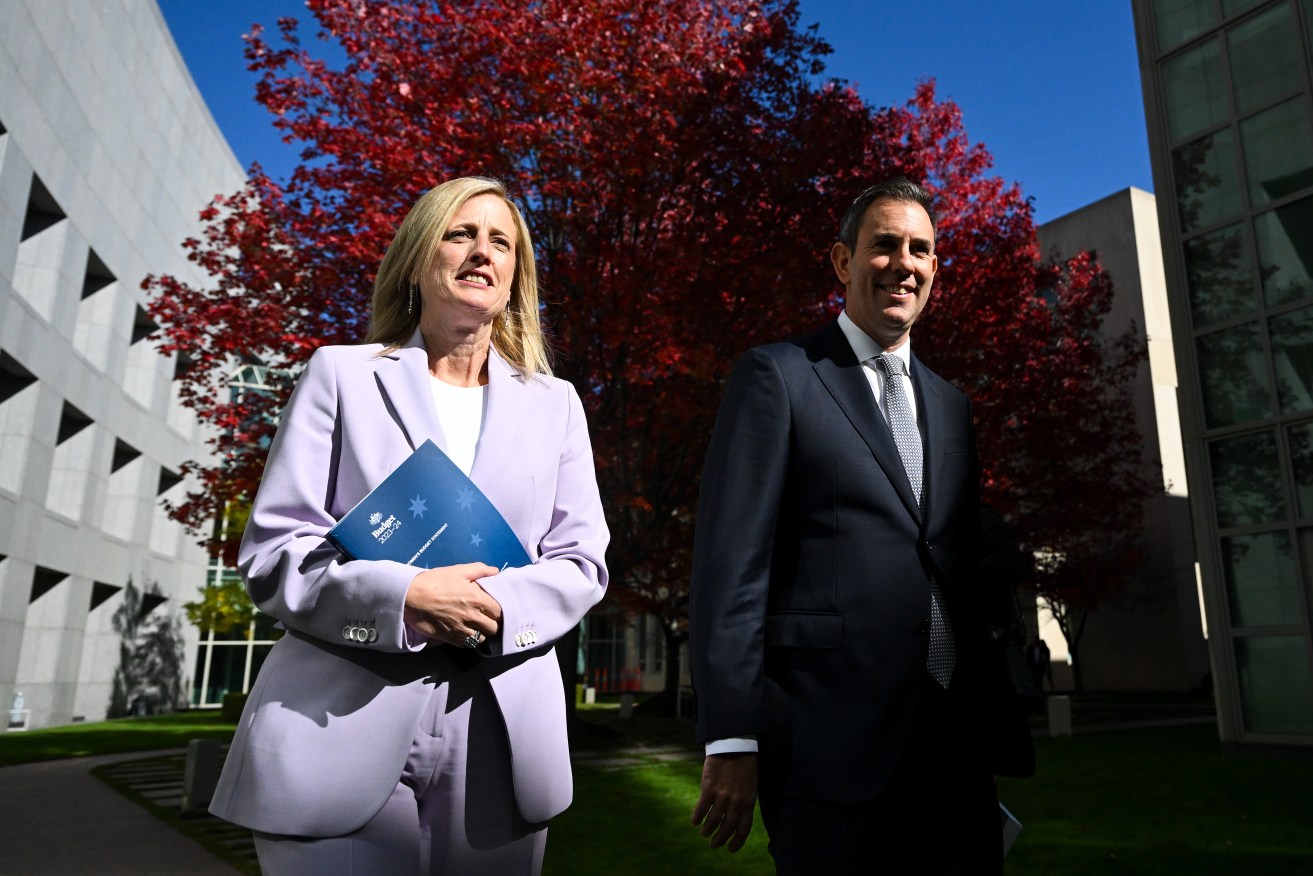 Katy Gallagher and Jim Chalmers were out spruiking Labor's budget early on Tuesday.