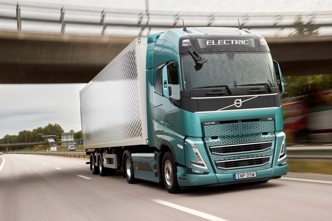 Volvo's FH Electric truck is on show in Australia but restrictions mean it's not allowed on roads.