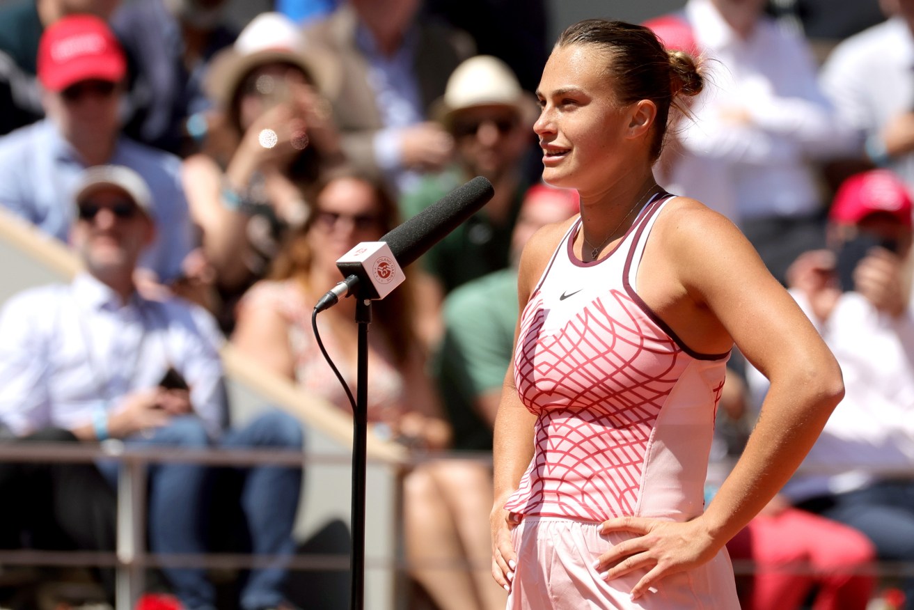 Aryna Sabalenka addressed the crowd but did not talk to media after her 3rd round French Open match.