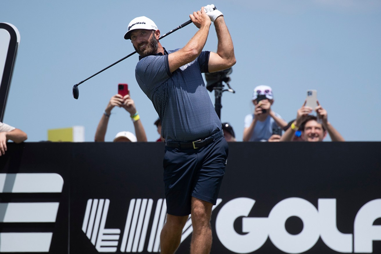 Dustin Johnson in a LIV event before the PGA capitulated and merged with the rebel tour.