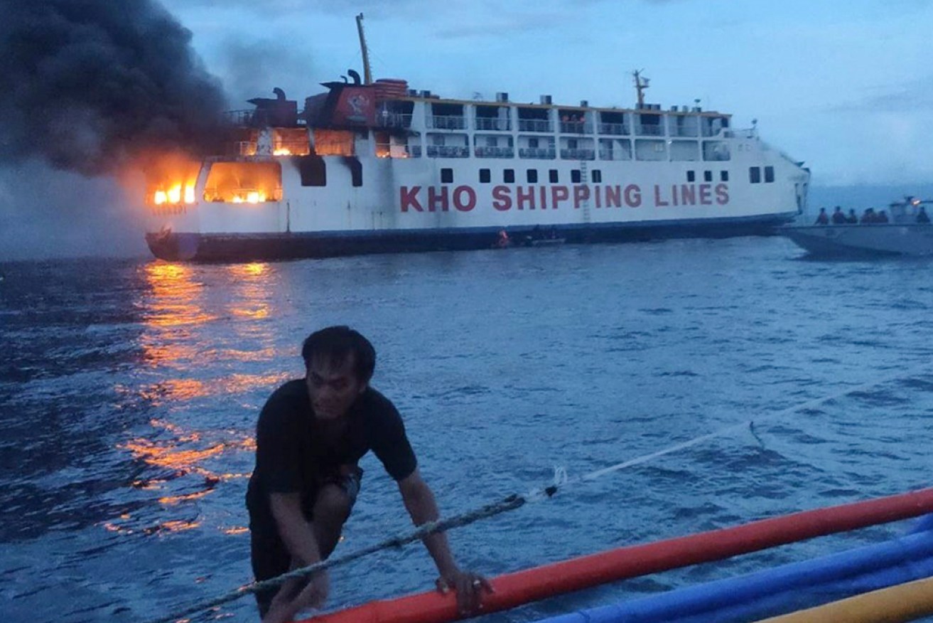 
The Philippines ferry M/V Esperanza Star caught fire in the waters off Panglao, Bohol province.