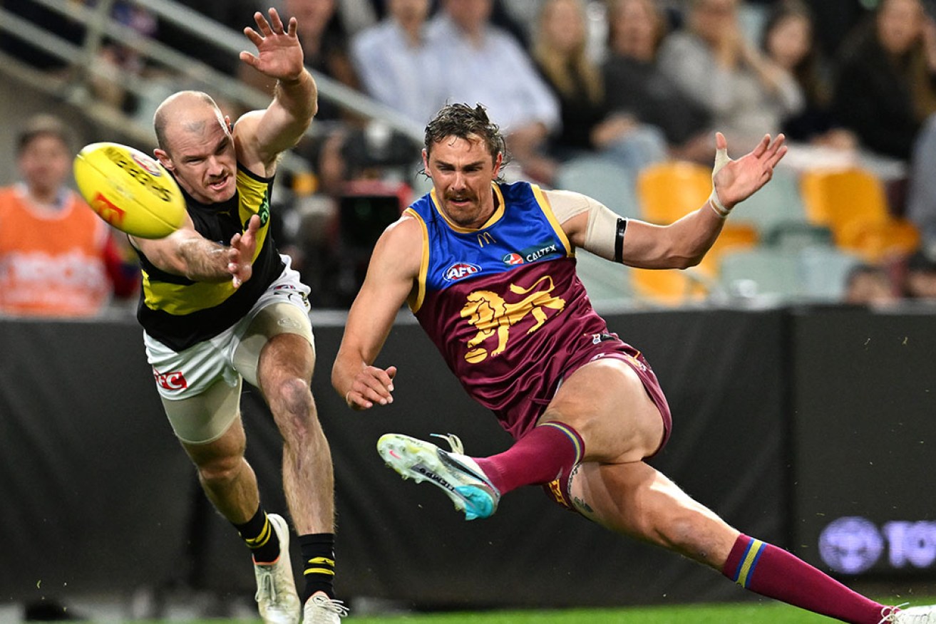 Joe Daniher kicked five goals in Brisbane's big win over Richmond at the Gabba on Thursday night. 