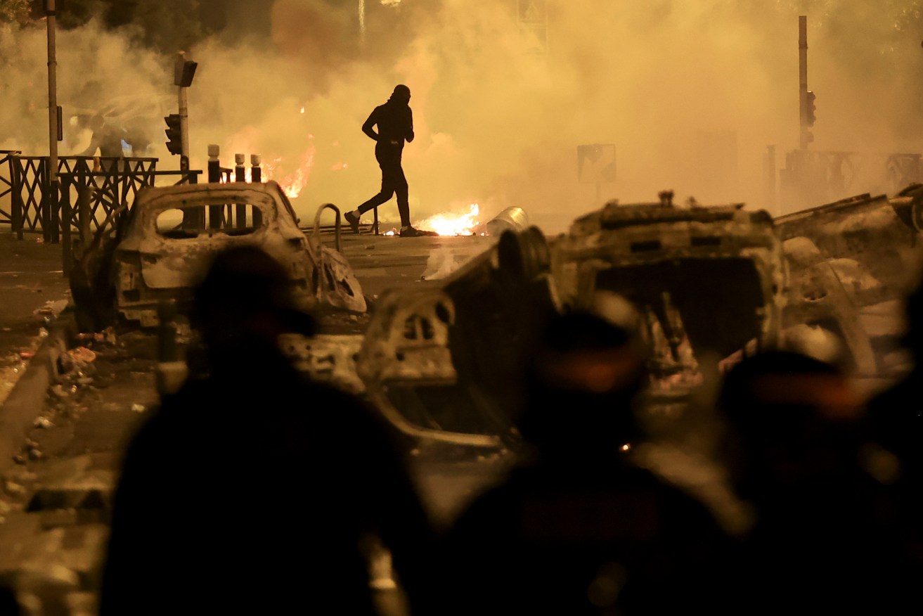 Protesters in France set cars alight and threw objects at police in another night of unrest.