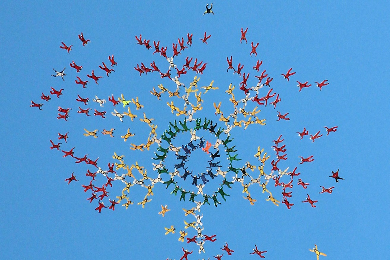 An Australian skydive champion, involved in formation attempts such as this, has died in the US.