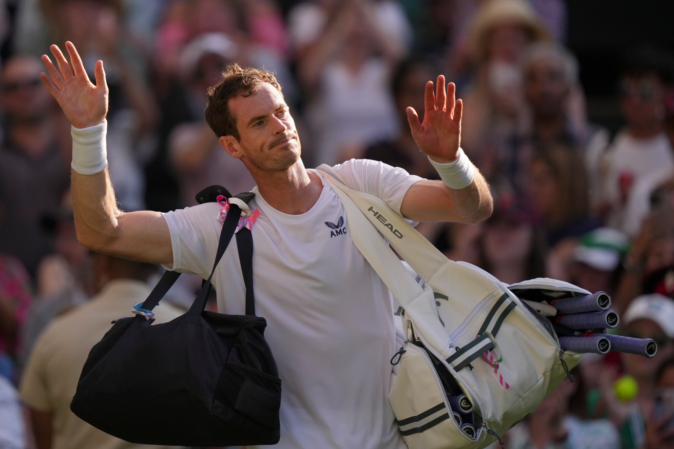 Andy Murray leaves the court after losing to Stefanos Tsitsipas.