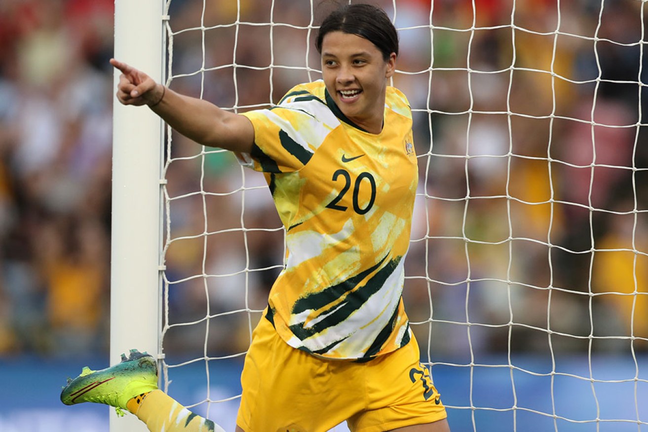 The sight all Australian fans want to see: Matildas captain Sam Kerr celebrating another goal. Photo: Getty