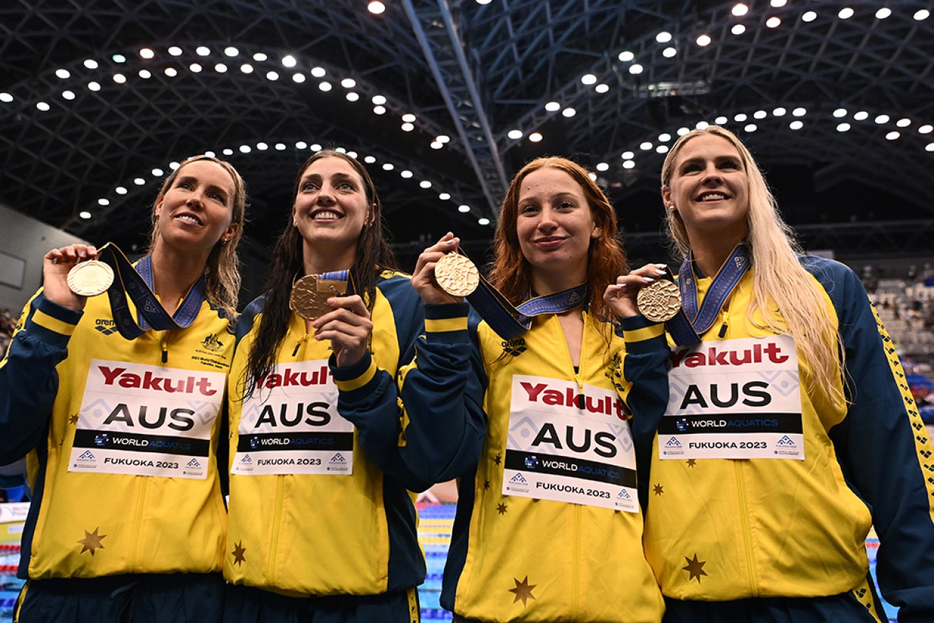 Australia’s 4x100m freestyle relay team  were among the highlights on day one of the Fukuoka world championships.
