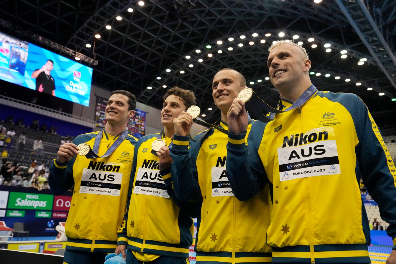 Australia's gold medal-winning men's 4x100m frestyle team. 