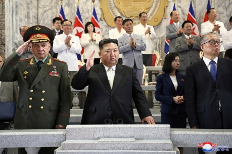Kim Jong-un joined by Russia, China officials at parade