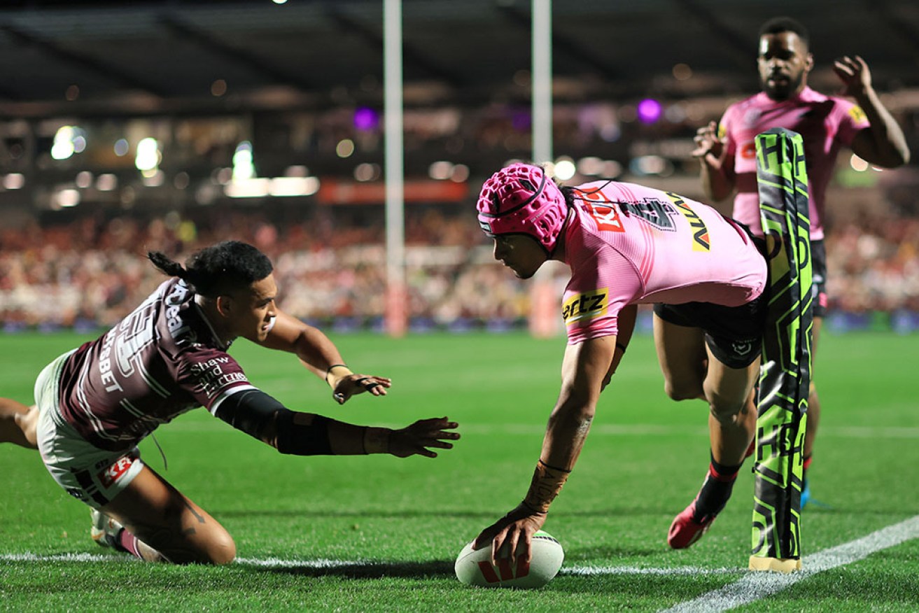 Centre Stephen Crichton was one of Penrith's try scorers in the 24-12 win over Manly.