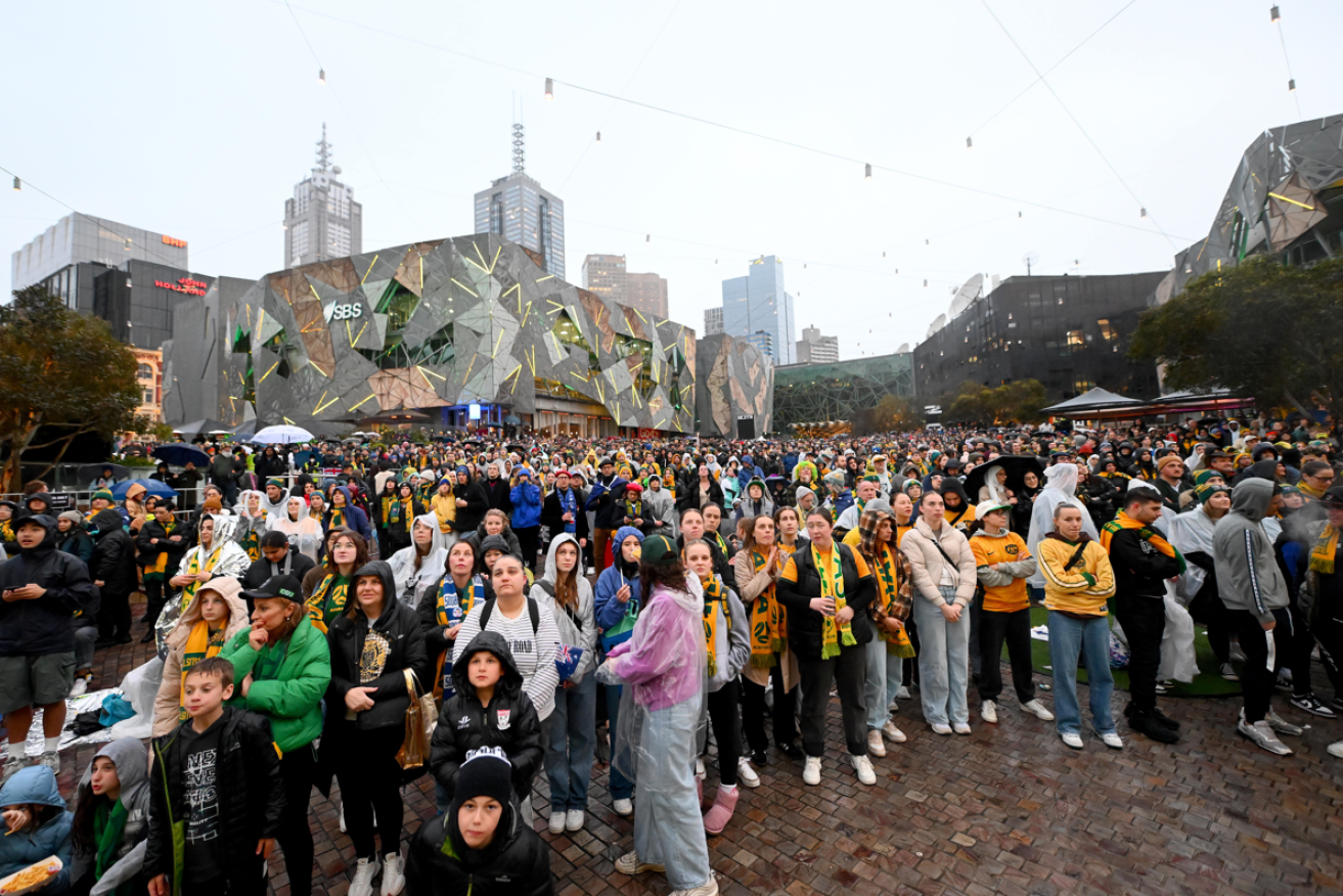 Matildas' fans pack Melbourne's Federation Square in their thousands to catch the match that stopped a nation. 