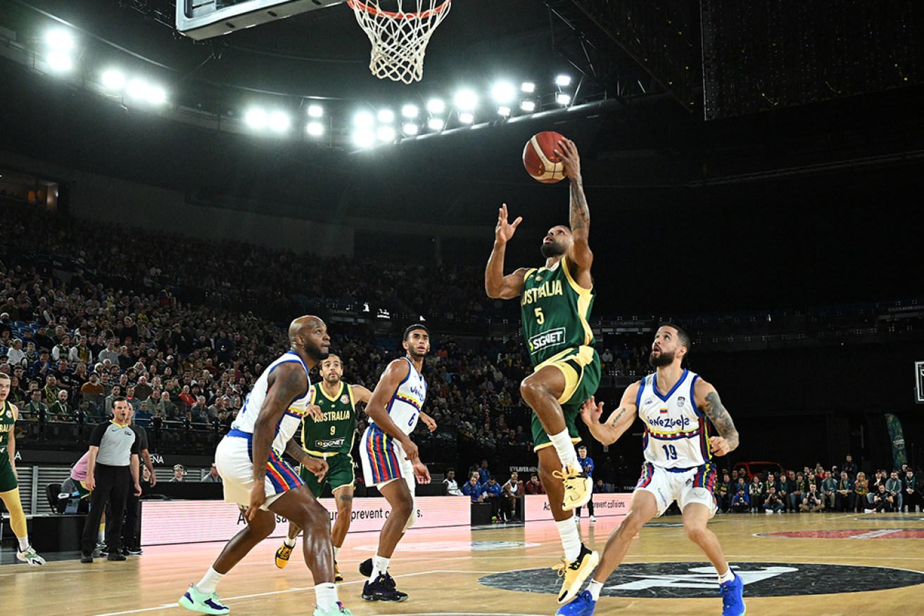 The Boomers have dismantled Venezuela 97-41 in a World Cup warm-up match at Rod Laver Arena. 