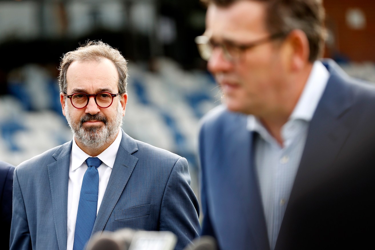 Martin Pakula (left) will front a federal inquiry to answer questions on Victoria's cancelled Games.