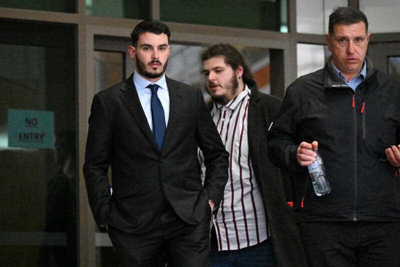 Alex Agelopoulos (left) has been jailed after throwing a bucket into an A-League goalkeeper's face.