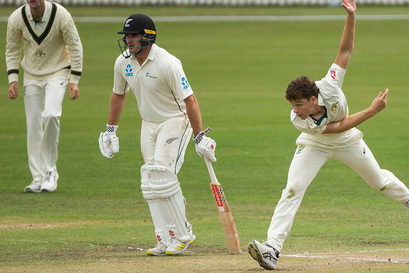 Mitchell Perry took four wickets but New Zealand A set Australia A an imposing chase in Brisbane.