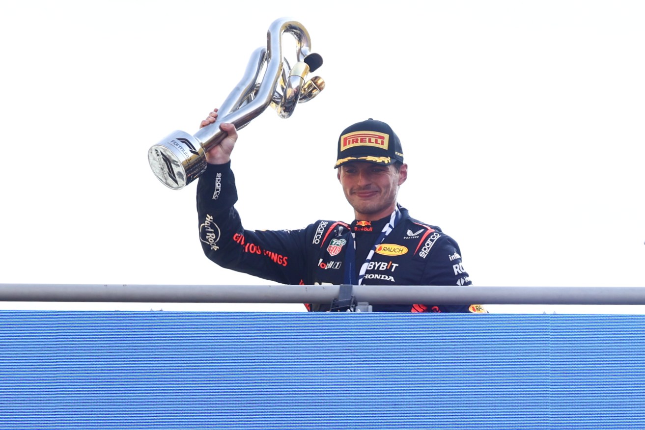 Dominant Max Verstappen has secured a record-breaking 10th straight win with victory at the Italian Grand Prix.