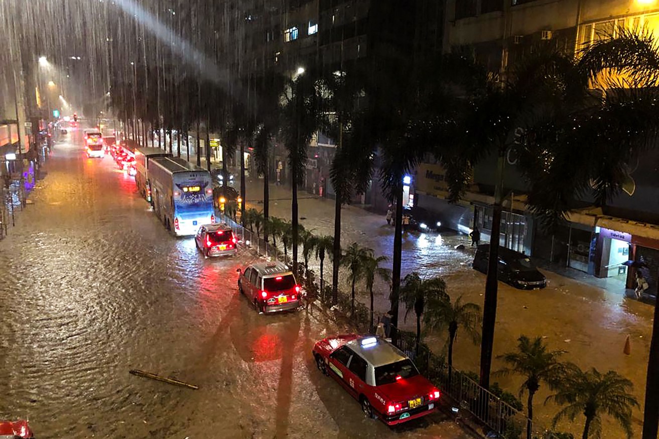 The Chinese special administrative region of Hong Kong has reported its highest hourly rainfall since records began 140 years ago.