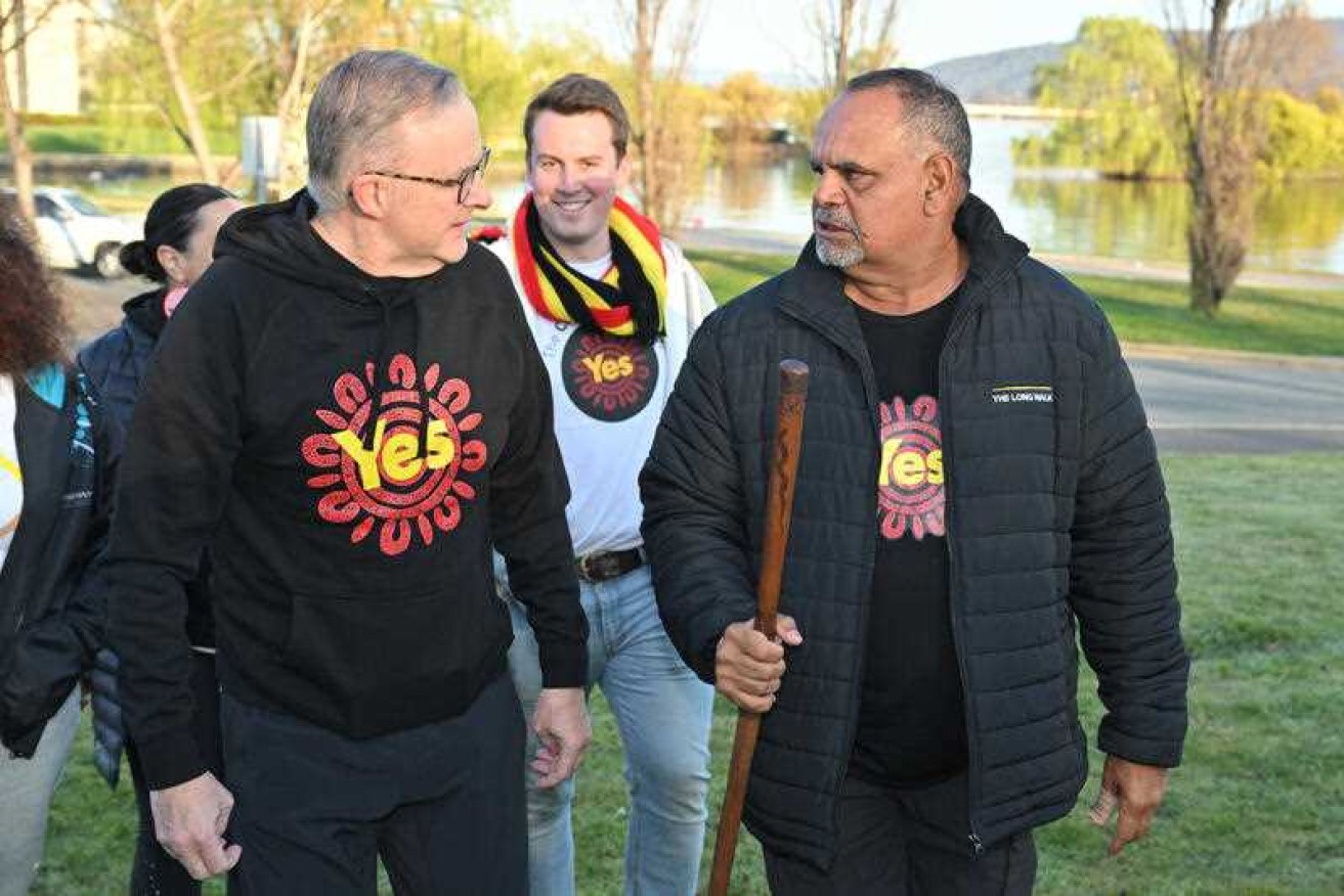Anthony Albanese has joined AFL legend Michael Long on the last leg of his long walk to Canberra.