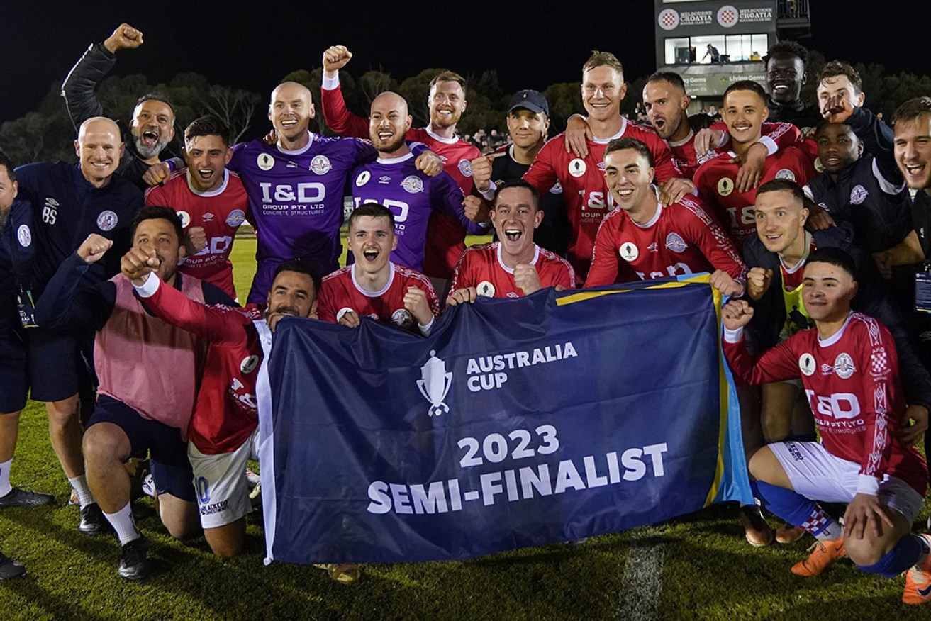 Melbourne Knights will play Brisbane Roar in the Australia Cup semi-finals.