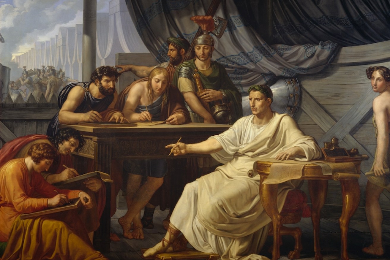 Pelagio Palagi’s 1813 painting <i>Julius Caesar dictating the Commentaries</i> may be on the mind of some.