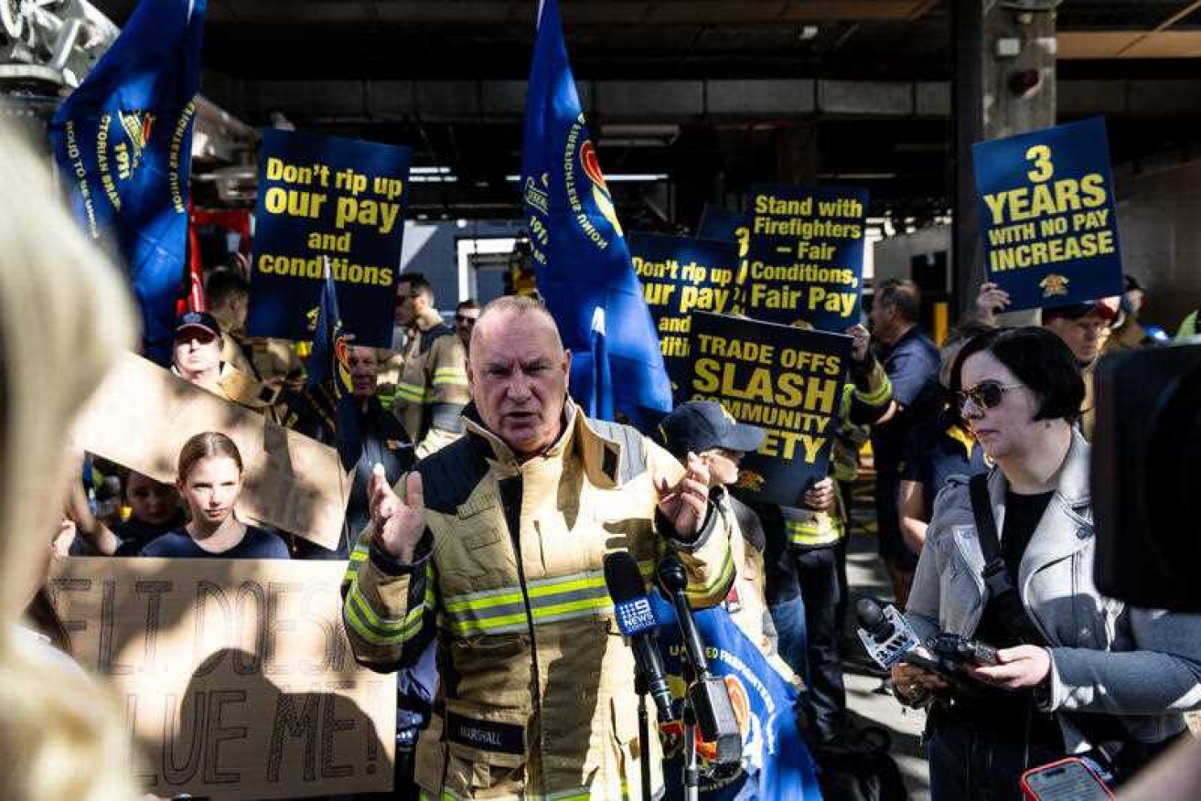 Firefighters union boss Peter Marshall says the Victorian government's "hypocrisy is breathtaking".