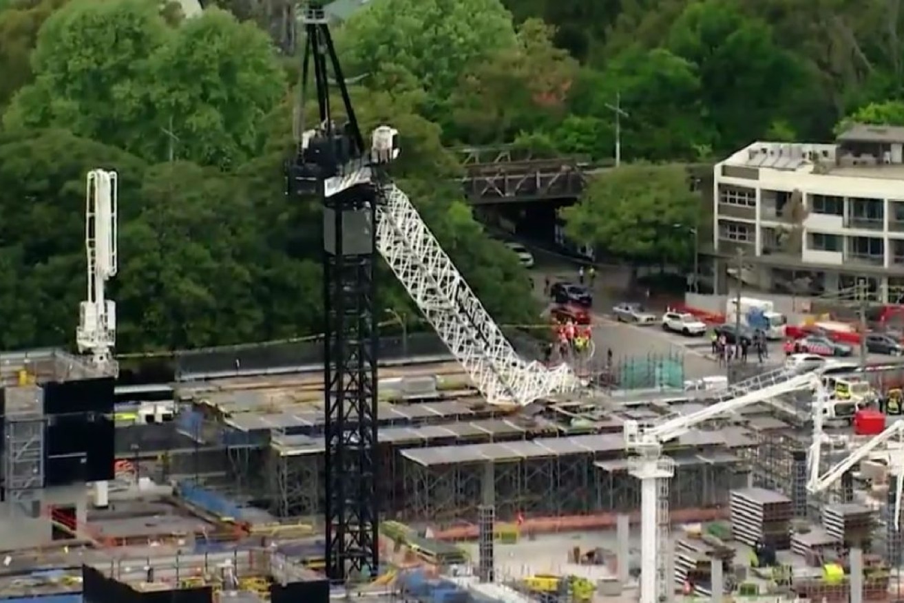 The Sydney Fish Market site has been evacuated after a crane collapsed.