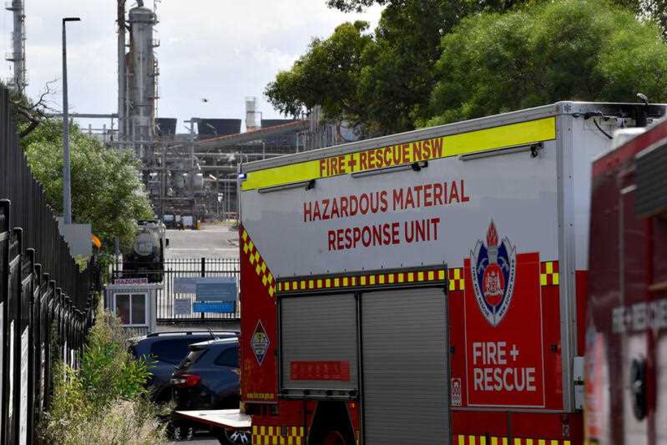 Crews from Fire and Rescue NSW are attempting to quell an emergency at an electrical plant.
