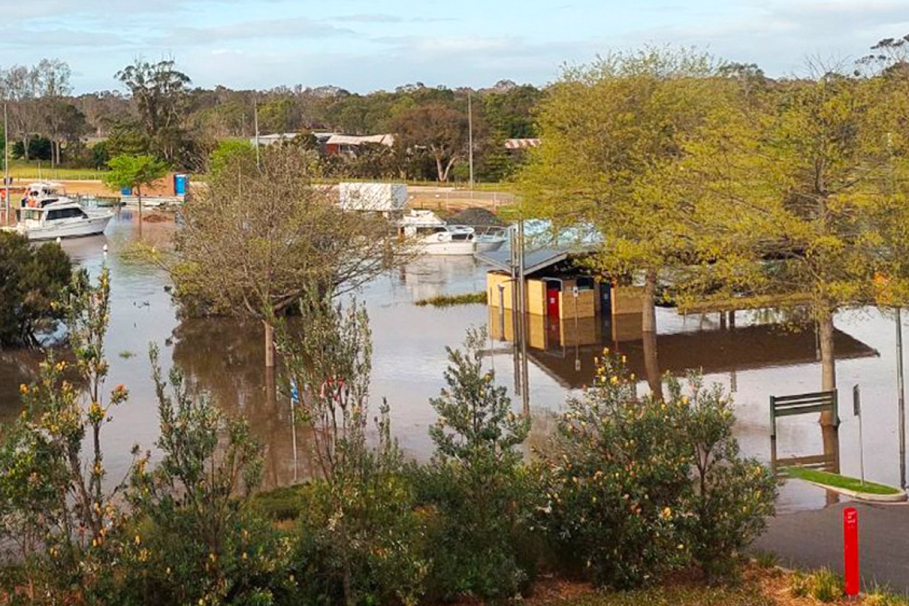 Flooding at the Port of Sale on Friday morning.