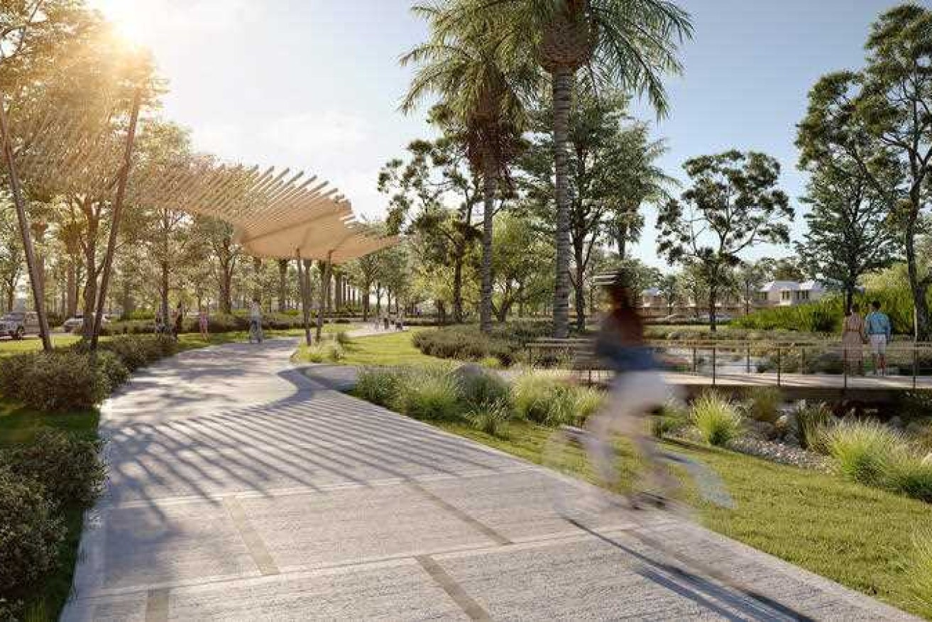An artist's impression of a development in Adelaide where Aboriginal remains have been found.