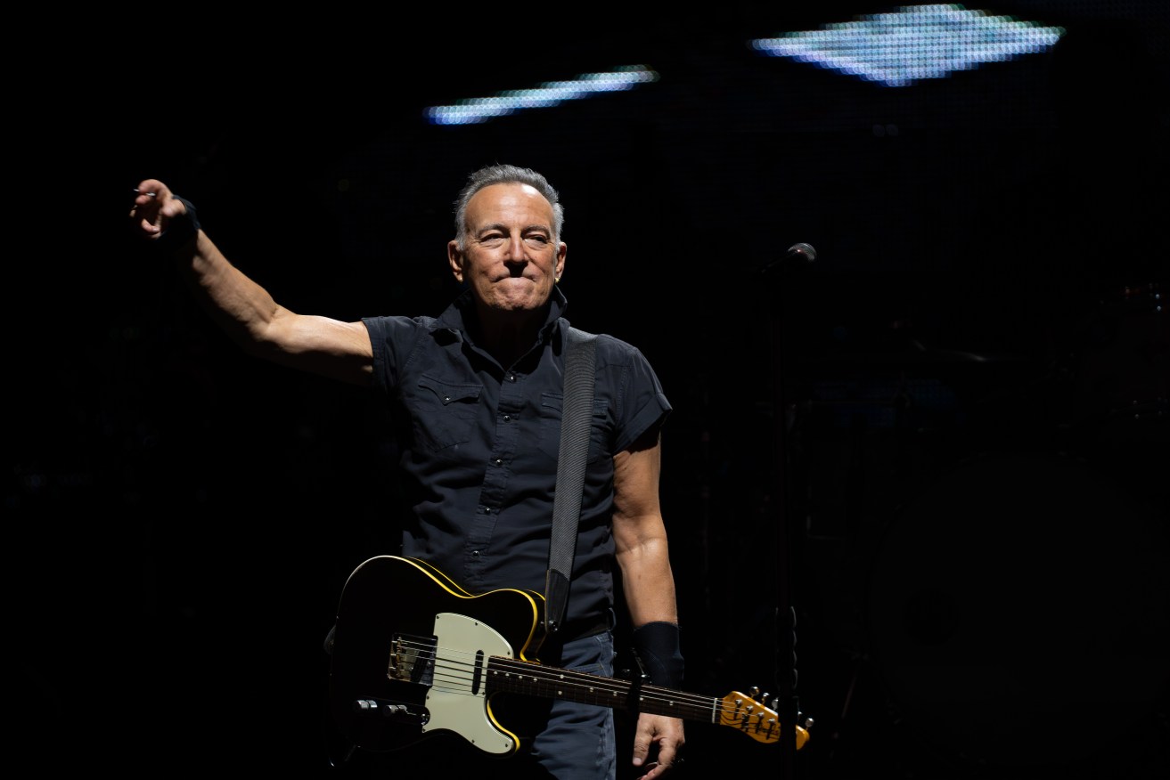 Is that a look of pain? Bruce Springsteen a  few weeks before he cancelled his shows because of an ulcer.  