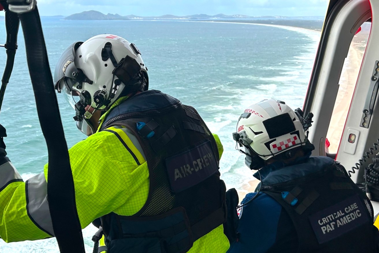 The Westpac Rescue Helicopter has joined the search for the man and his dog.