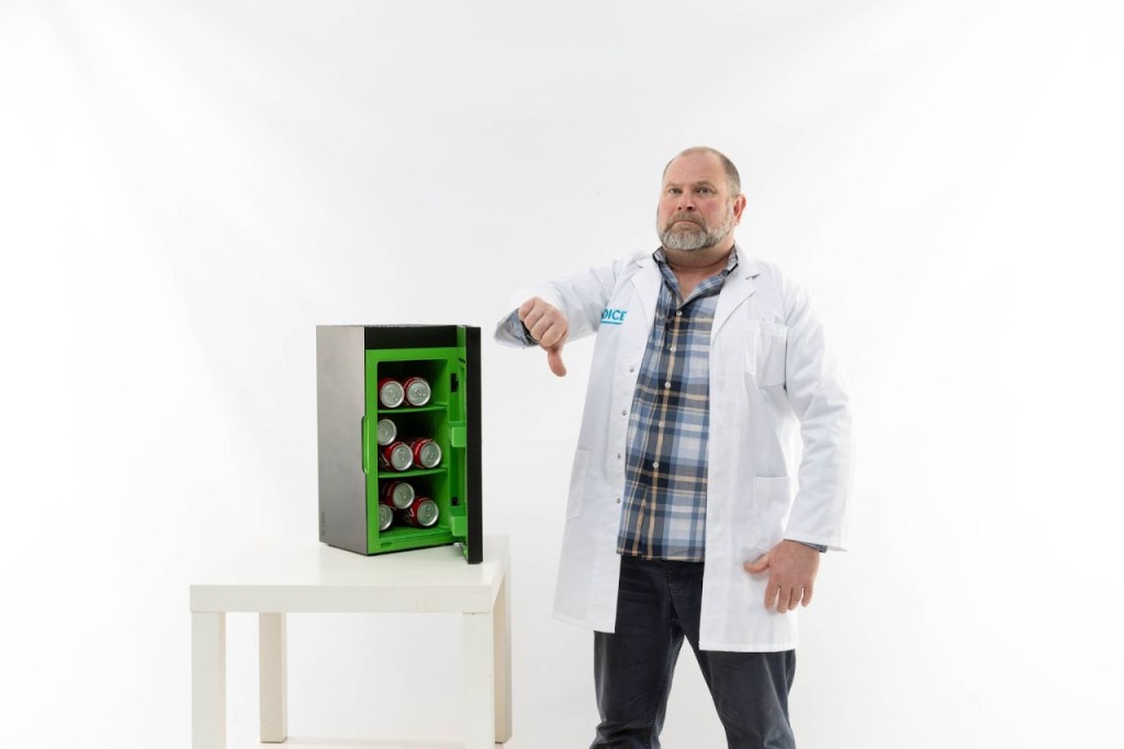 pictured is CHOICE testing the Xbox fridge