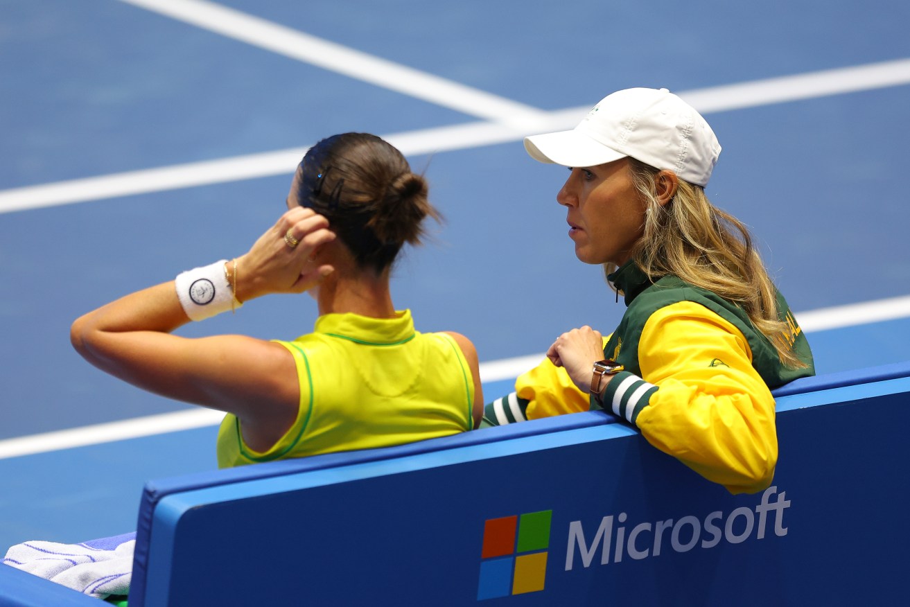 Alicia Molik speaks to Ajla Tomljanovic in Seville on Tuesday night. 