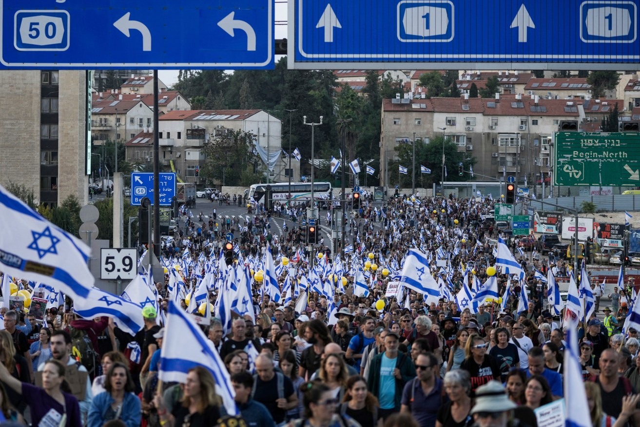 Demonstrators have marched on Jerusalem in solidarity with the hostages taken by Hamas. 