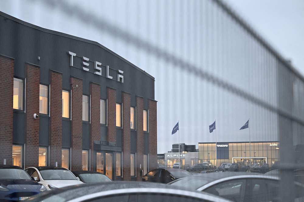 pictured is Tesla's Service Center in Segeltorp, south of Stockholm