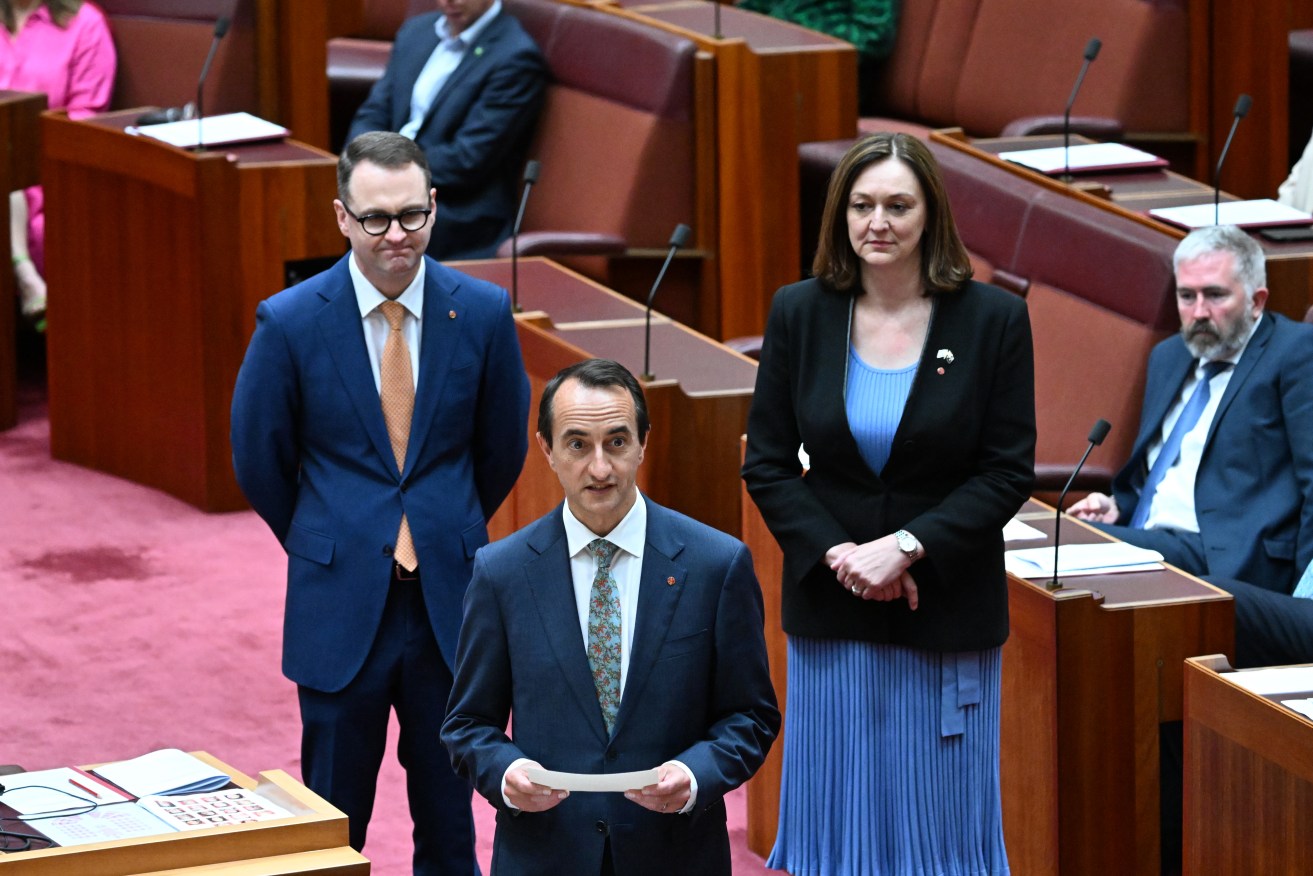 Liberal Senator for NSW Dave Sharma during his swearing-in ceremony in the Senate chamber. 