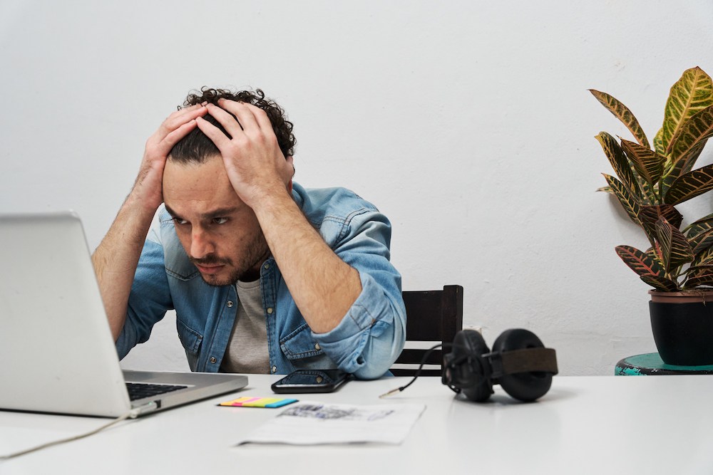 pictured is someone with burnout