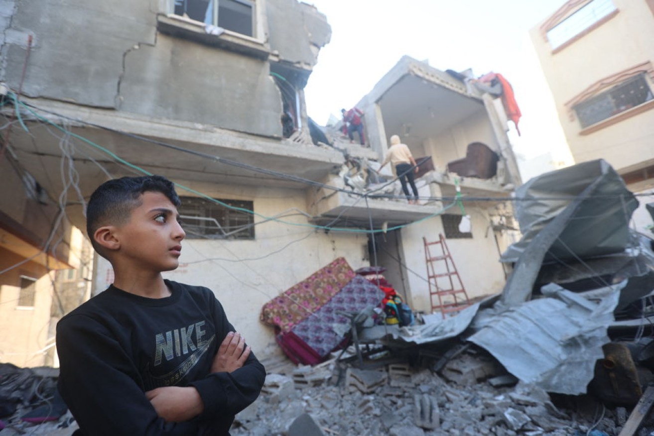 An Israeli bombardment on Khan Yunis in the southern Gaza Strip. 