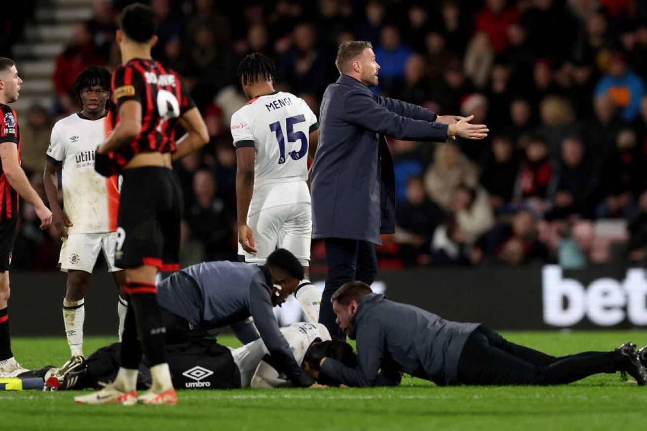 Luton's Tom Lockyer had to be treated on the pitch at Bournemouth after collapsing on the pitch.