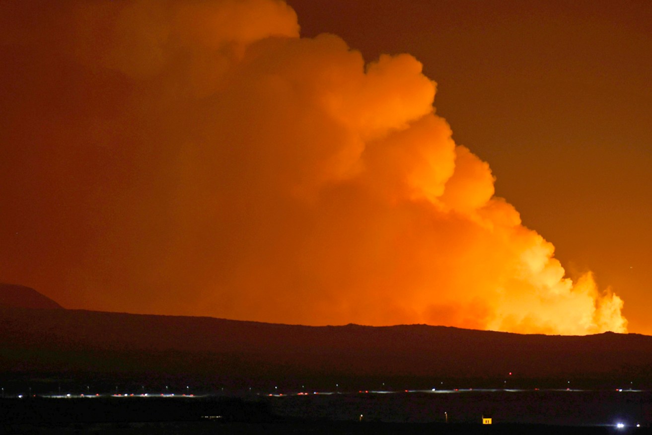 Iceland's night sky has been illuminated by an eruption of the Reykjanes peninsula.