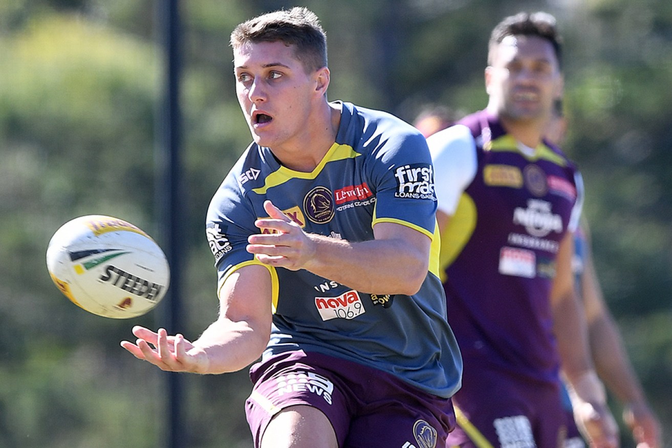 Troy Dargan takes part in a 2018 training session during his time with Brisbane Broncos. 